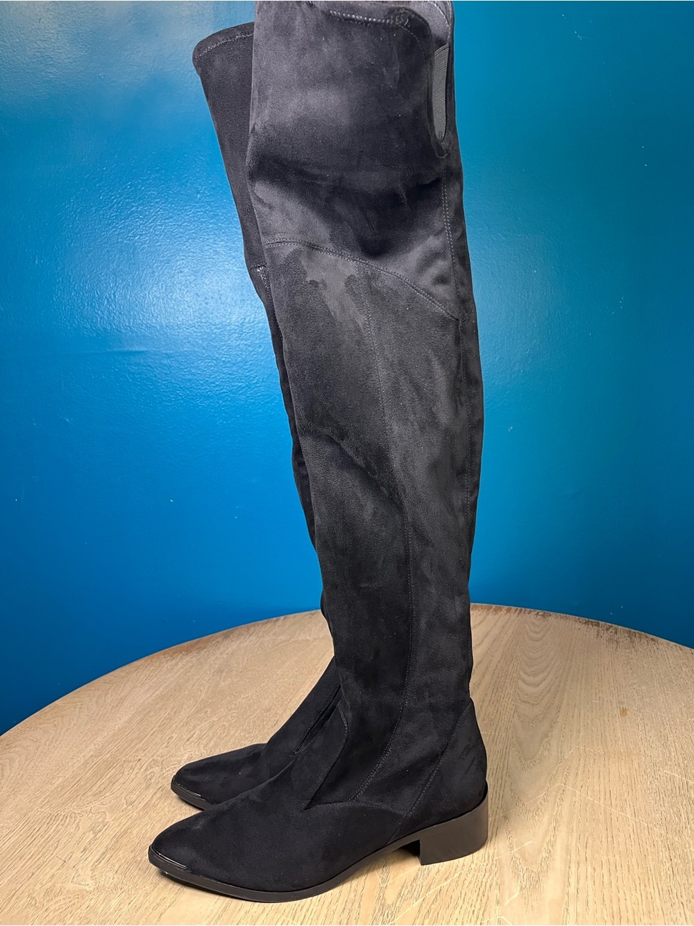 Marc Fisher Yaki OTK Over The Knee Black Faux Suede Boots Women’s Size 7.5 - Picture 4 of 9